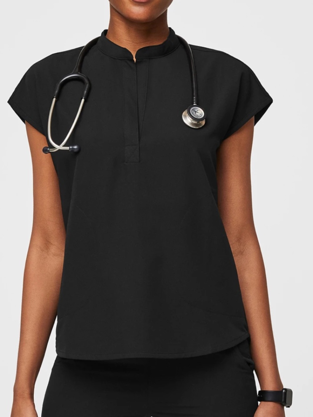 BLACK RAFAELA SCRUB TOP — XS